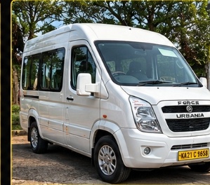 Force Urbania luxury van for outstation trips from Subramanya